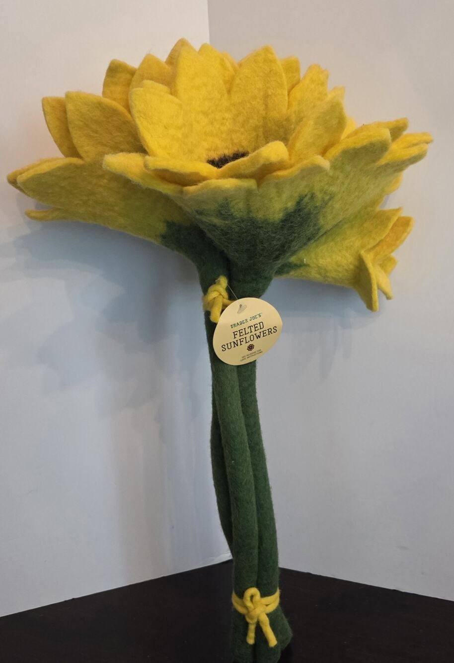 Trader Joe's Felted Sunflowers Bouquet Wool Felt Flowers Giant Yellow Decor NEW